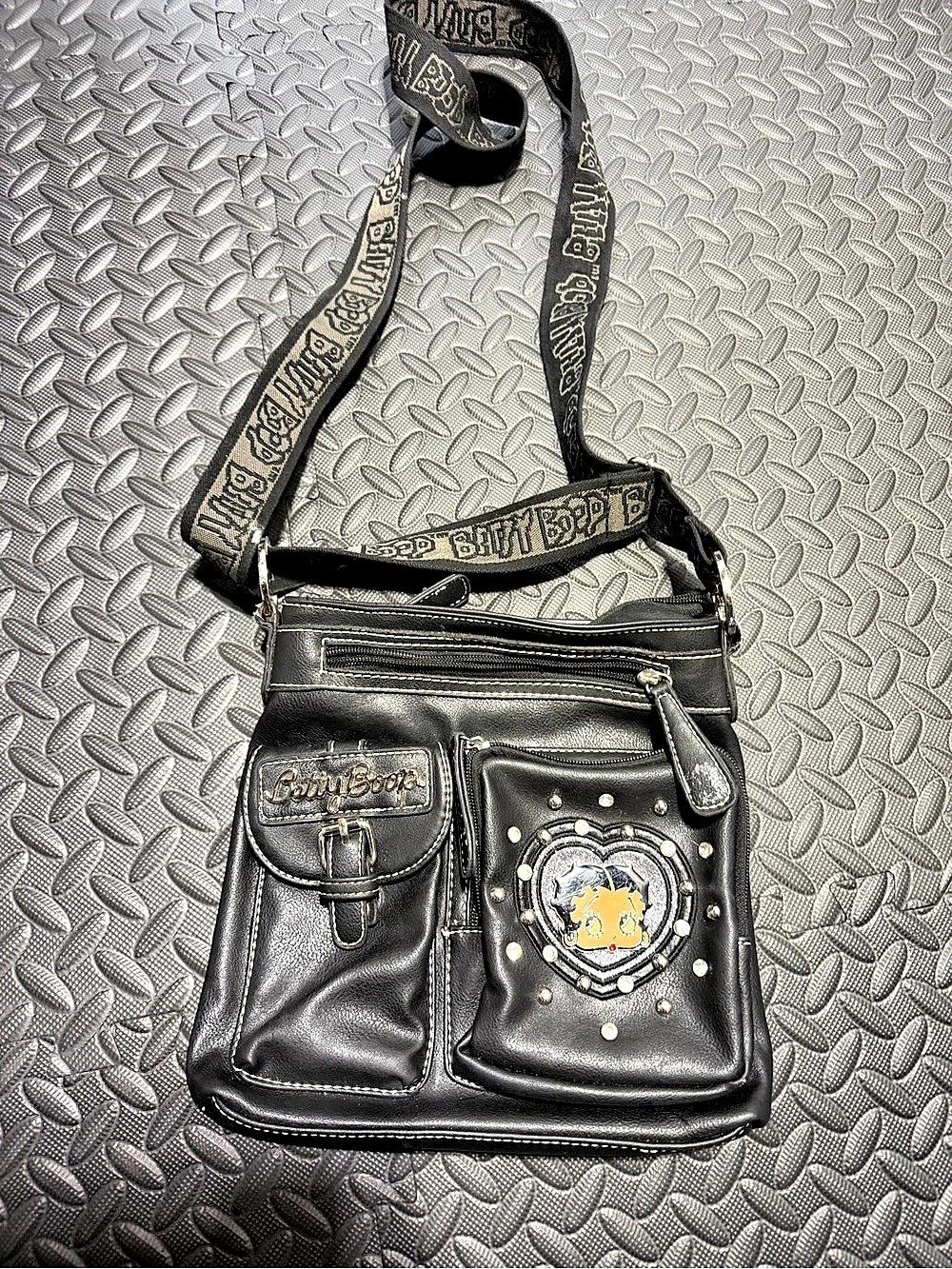 Betty boop Black Studded Crossbody Bag
